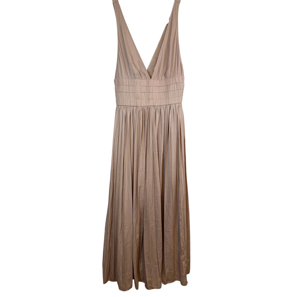 Reiss Saffy Pleated Midi Occasion Dress Blush Pink V-Neck Size US 4 NEW